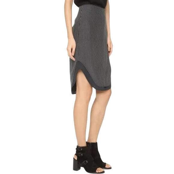 RAG & BONE Women’s Madison Black Striped Layered Silk Pencil Skirt - Picture 3 of 8